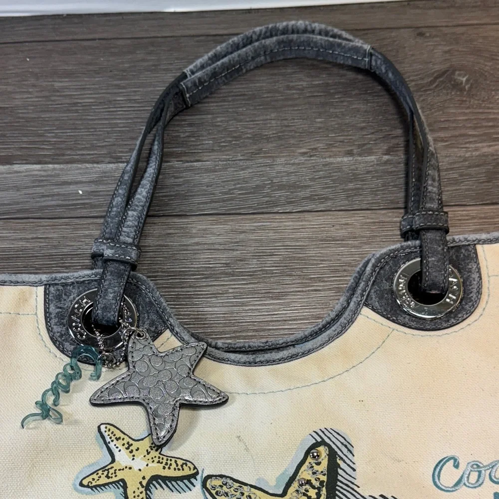 Coach Cream and Gray beach Starfish Canvas Tote - Picture 13 of 15